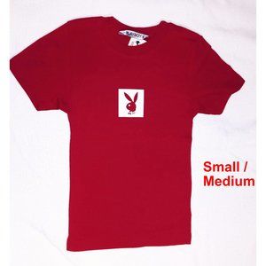 Playboy RED Ladies Short Sleeve Rabbit Head Tshirt NWT* Vintage Small/Medium